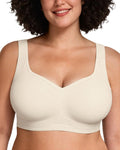 OEAK Wireless Jelly Bra plus Size Seamless Supportive Nylon Fabric Full Cup Fixed Strap Back Closure Gathered Shaping Bra